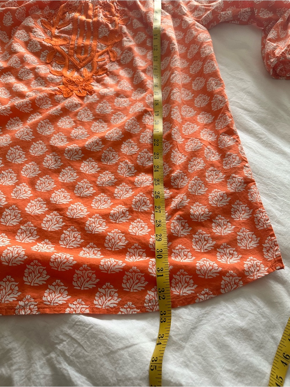 NVELOO Orange Printed Embroidered Tunic, size XL - Picture 11 of 12